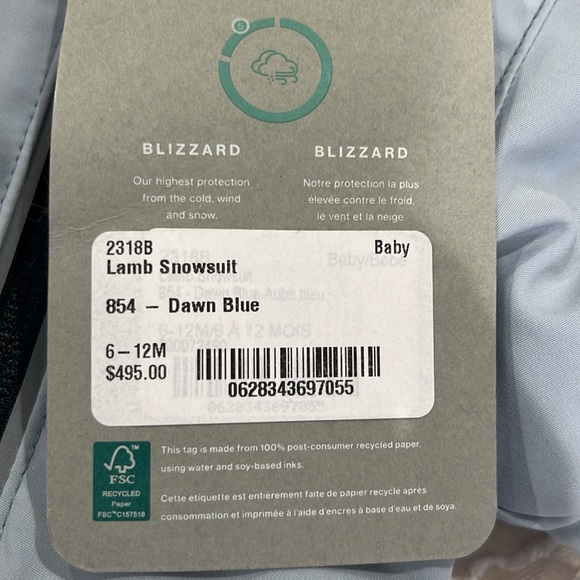 Canada Goose NEW with TAGS baby snow suite- Fur hood. Baby blue - Picture 8 of 8